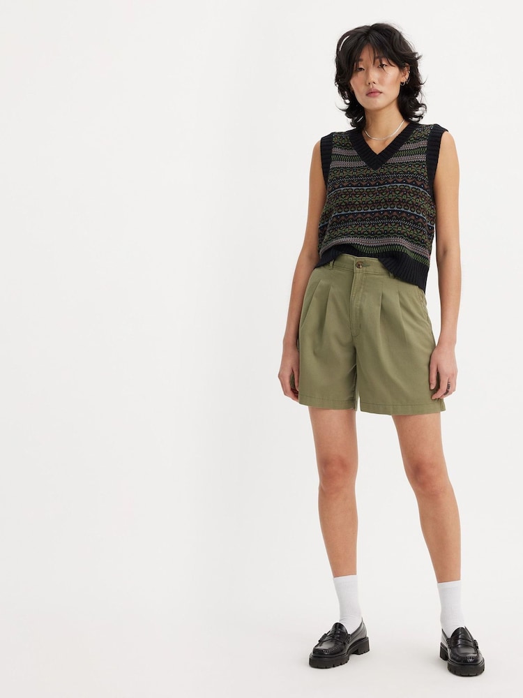 Levi's® Deep Lichen Green Pleated Tailored Shorts - Image 2 of 8 Levi's® Deep Lichen Green Pleated Tailored Shorts - Image 2 of 8