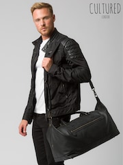Cultured London Harbour Leather Brown Holdall - Image 7 of 7