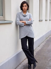 Roman Grey Petite Brushed Knit Wrap Top - Image 2 of 4