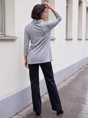 Roman Grey Petite Brushed Knit Wrap Top - Image 3 of 4