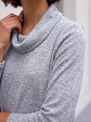 Roman Grey Petite Brushed Knit Wrap Top - Image 4 of 4