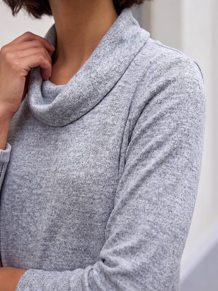 Roman Grey Petite Brushed Knit Wrap Top - Image 4 of 4 Roman Grey Petite Brushed Knit Wrap Top - Image 4 of 4