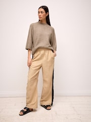 Camel/Black Side Stripe Pull On Track Pant Trousers - Image 1 of 7