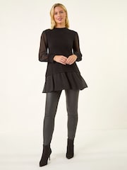 Roman Black Petite Contrast Chiffon Knit Jumper - Image 2 of 4