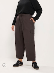 Brun - Yours Curve Cargo Bukser i bomuldspoplin - Billede 1 af 6