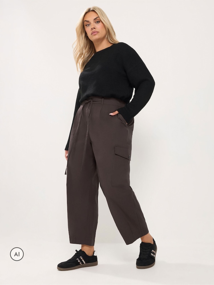 Brun - Yours Curve Cargo Bukser i bomuldspoplin - Billede 2 af 6 Brun - Yours Curve Cargo Bukser i bomuldspoplin - Billede 2 af 6