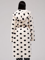 Loungeable Polka Dot Cosy Borg Fleece Midi Hooded Dressing Gown - Slika 2 iz 6