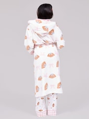Loungeable Sløyfe Croissant Luksuriøs Fleece Midi Morgenkåpe med Hette - Bilde 4 av 6
