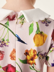 Baker by Ted Baker Pink Floral Collared Ponte Dress - Image 6 of 10