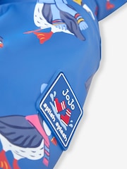 JoJo Maman Bébé Denim Blue Puffin Print Cosy Waterproof Jacket - Image 6 of 7