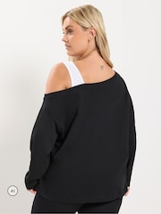 Yours Curve Black 2 In 1 Long Sleeve Insert T-Shirt - Image 3 of 4