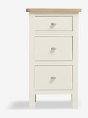 Chalk White Hampton Country Collection Luxe Painted Oak 3 Drawer Slim Bedside Table - Image 2 of 10