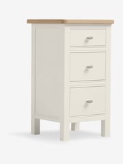 Chalk White Hampton Country Collection Luxe Painted Oak 3 Drawer Slim Bedside Table - Image 5 of 10