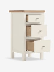 Chalk White Hampton Country Collection Luxe Painted Oak 3 Drawer Slim Bedside Table - Image 6 of 10