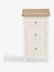 Chalk White Hampton Country Collection Luxe Painted Oak 3 Drawer Slim Bedside Table - Image 7 of 10