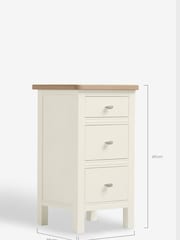 Chalk White Hampton Country Collection Luxe Painted Oak 3 Drawer Slim Bedside Table - Image 8 of 10