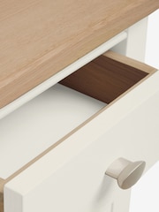 Chalk White Hampton Country Collection Luxe Painted Oak 3 Drawer Slim Bedside Table - Image 9 of 10