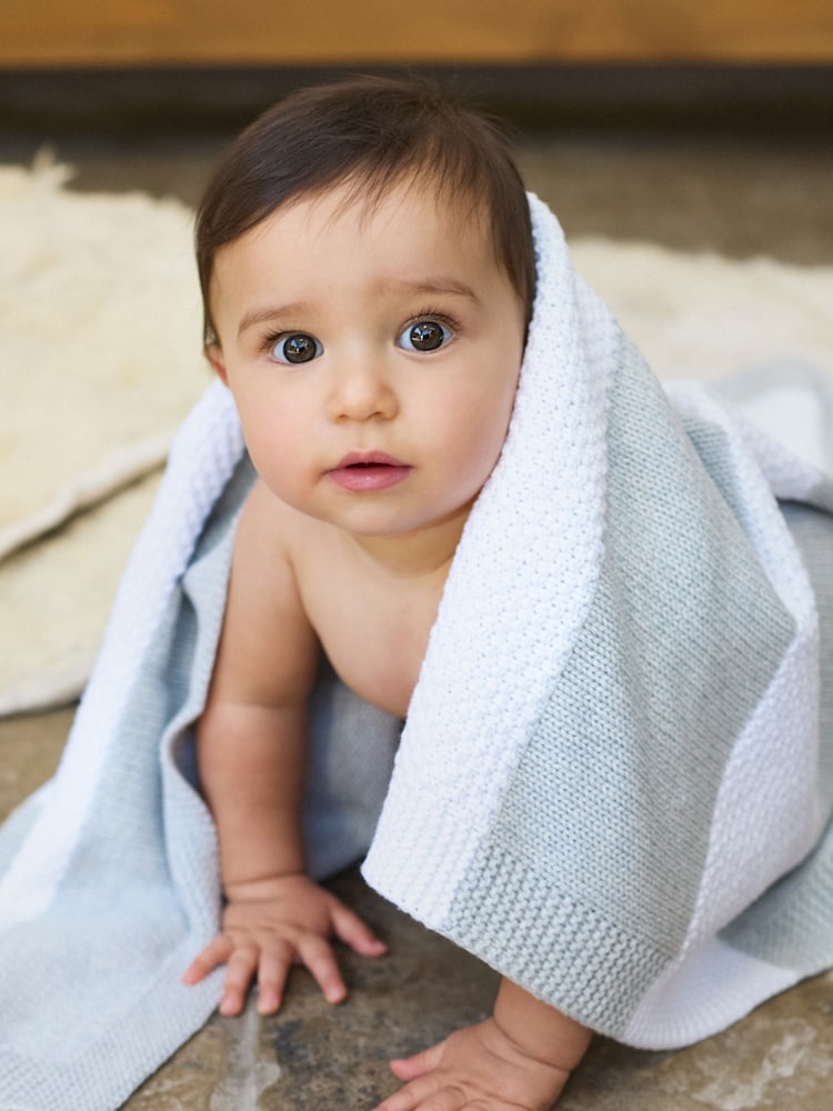 The Little Tailor Large Supersoft Textured Knitted 100% Cotton Blanket - Image 1 of 6