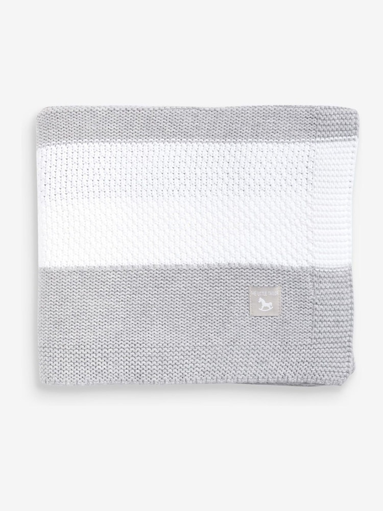 The Little Tailor Grey Large Supersoft Textured Knitted 100% Cotton Blanket - Image 3 of 6