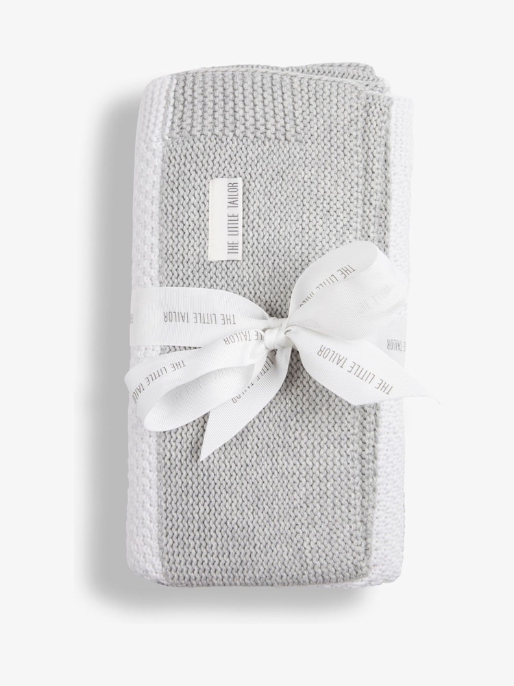 The Little Tailor Grey Large Supersoft Textured Knitted 100% Cotton Blanket - Image 4 of 6