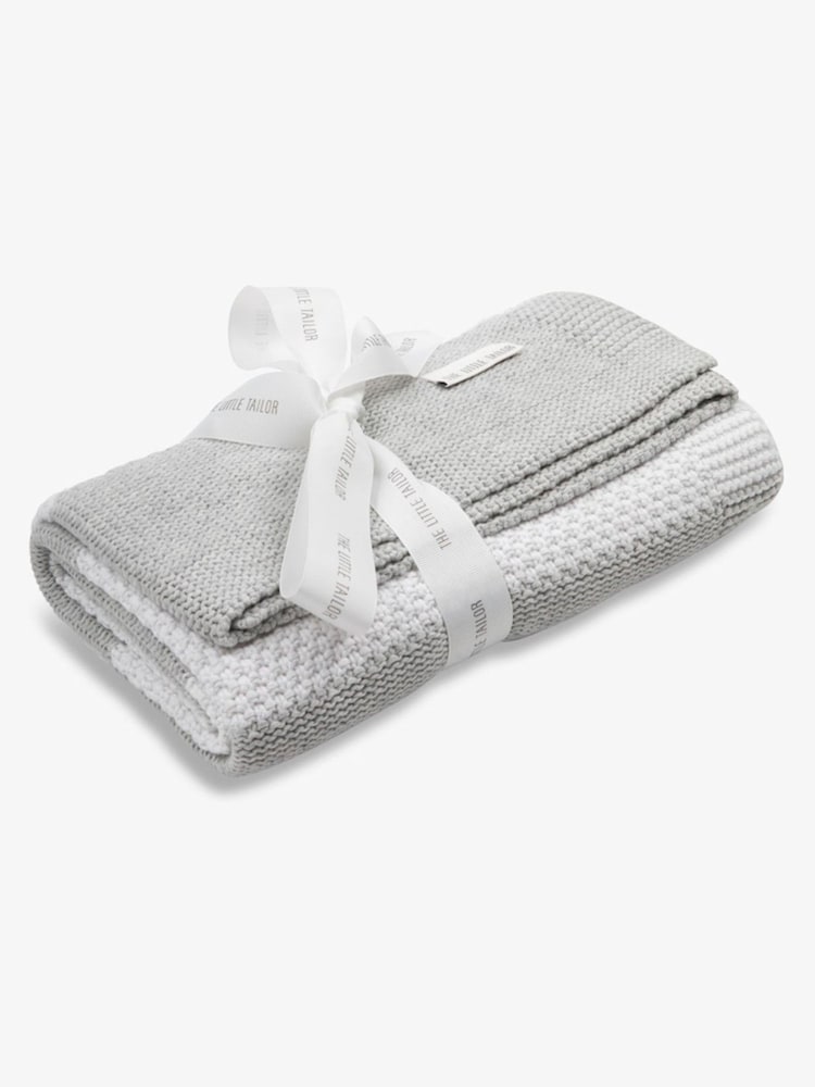 The Little Tailor Grey Large Supersoft Textured Knitted 100% Cotton Blanket - Image 5 of 6