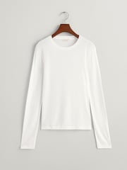 GANT White Fitted Lightweight Long Sleeve T-Shirt - Image 5 of 5