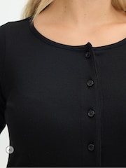 Yours Curve Black Limited Long Sleeve Button Top - Image 4 of 6