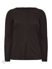 Yours Curve Black Limited Long Sleeve Button Top - Image 5 of 6