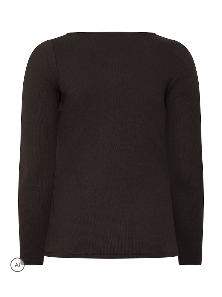 Yours Curve Black Limited Long Sleeve Button Top - Image 6 of 6