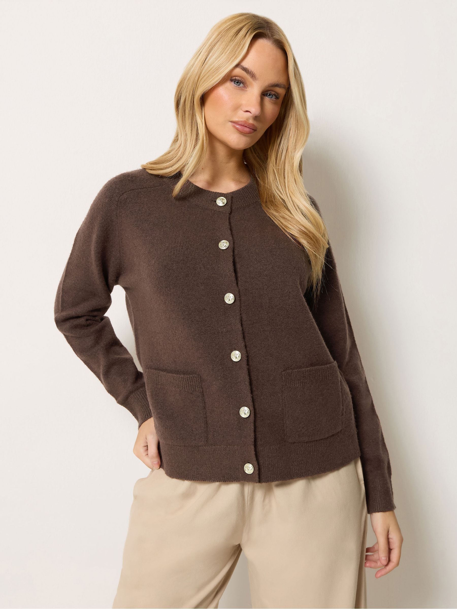 M&Co Women's Chocolate Embellished Button Detail Cardigan Sweater In | : 18/20 - Image 1