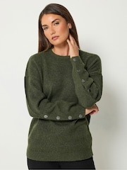 Long Tall Sally Green Button Sleeve Knitted Jumper - Image 1 of 6