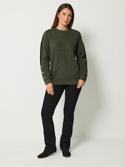 Long Tall Sally Green Button Sleeve Knitted Jumper - Image 2 of 6