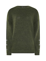 Long Tall Sally Green Button Sleeve Knitted Jumper - Image 5 of 6