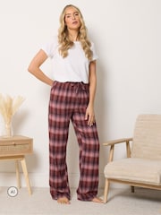 Long Tall Sally Pink Check Cotton Wide Leg Pyjamas Bottoms - Image 1 of 6
