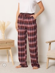 Long Tall Sally Pink Check Cotton Wide Leg Pyjamas Bottoms - Image 2 of 6