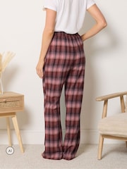 Long Tall Sally Pink Check Cotton Wide Leg Pyjamas Bottoms - Image 3 of 6