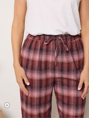 Long Tall Sally Pink Check Cotton Wide Leg Pyjamas Bottoms - Image 4 of 6