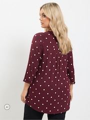 Yours Curve Red Half Placket Shirt - Image 3 of 6