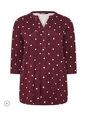 Yours Curve Red Half Placket Shirt - Image 5 of 6