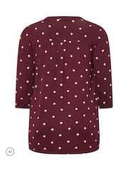 Yours Curve Red Half Placket Shirt - Image 6 of 6