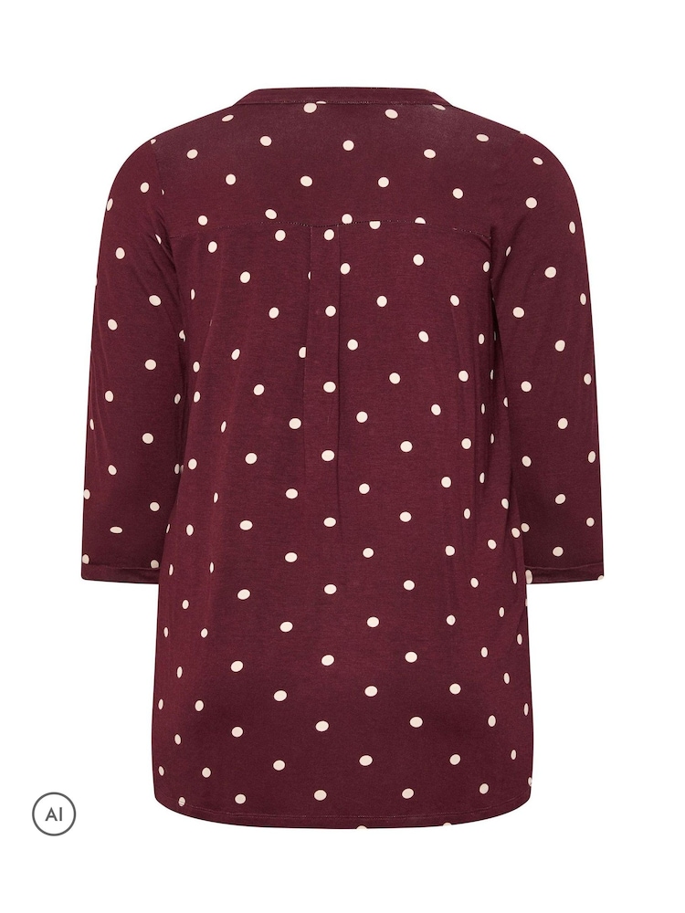 Yours Curve Red Half Placket Shirt - Image 6 of 6