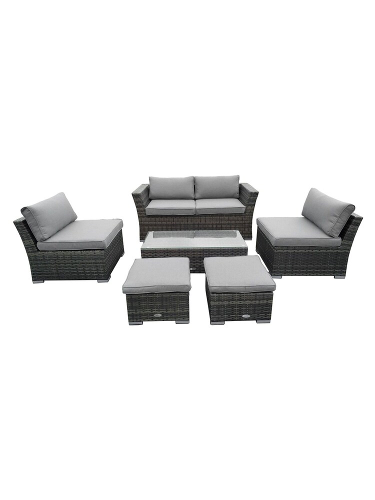Charles Bentley Grey St Tropez Garden Rattan Lounge Set - Image 4 of 4