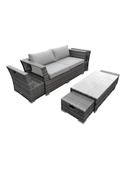 Charles Bentley Grey St Tropez Garden Rattan Lounge Set - Image 5 of 6