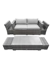 Charles Bentley Grey St Tropez Garden Rattan Lounge Set - Image 6 of 6