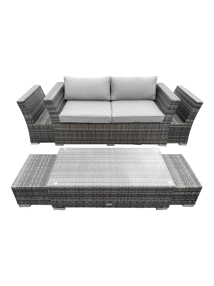 Charles Bentley Grey St Tropez Garden Rattan Lounge Set - Image 6 of 6