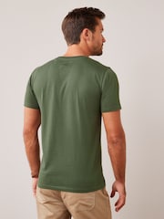 Green Dark Khaki Slim Fit Essential Crew Neck 100% Cotton T-Shirt - Image 2 of 5
