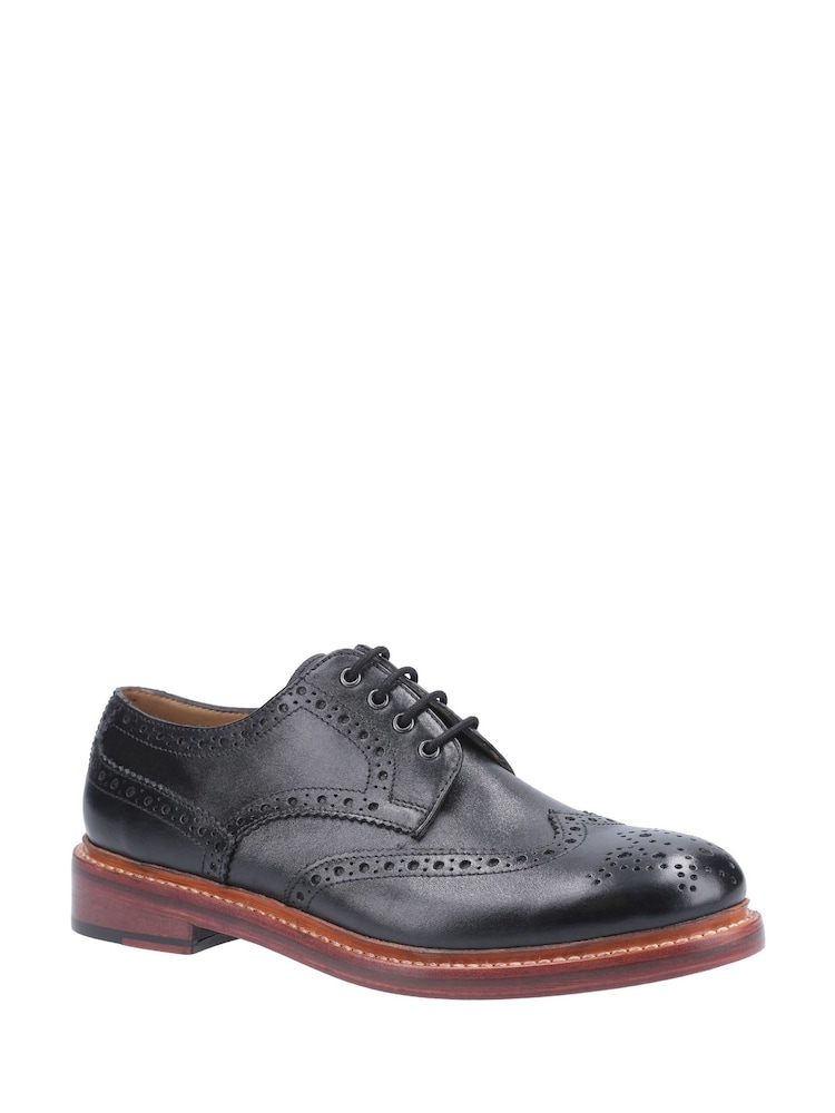 Cotswold Black Quenington Leather Goodyear Welt Lace Up Shoes - Image 2 of 4