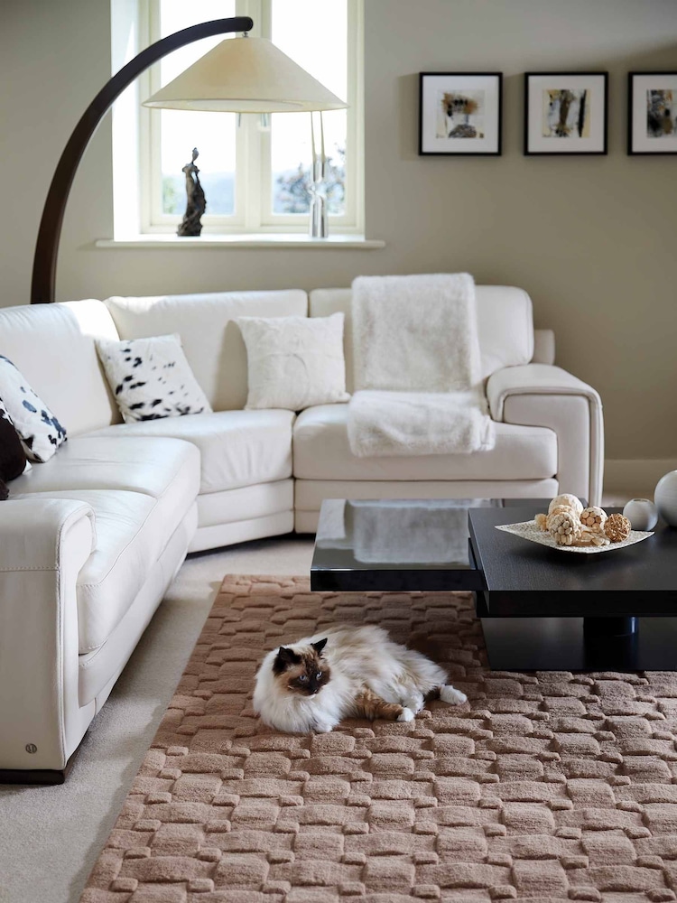 Origins Blush Pink Textured Basketweave Wool Rug - Image 1 of 1 Origins Blush Pink Textured Basketweave Wool Rug - Image 1 of 1