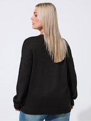 Yours Curve Black Limited Fluffy Dalmatian Knitted Jumper - Image 3 of 6
