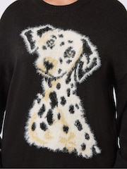 Yours Curve Black Limited Fluffy Dalmatian Knitted Jumper - Image 4 of 6